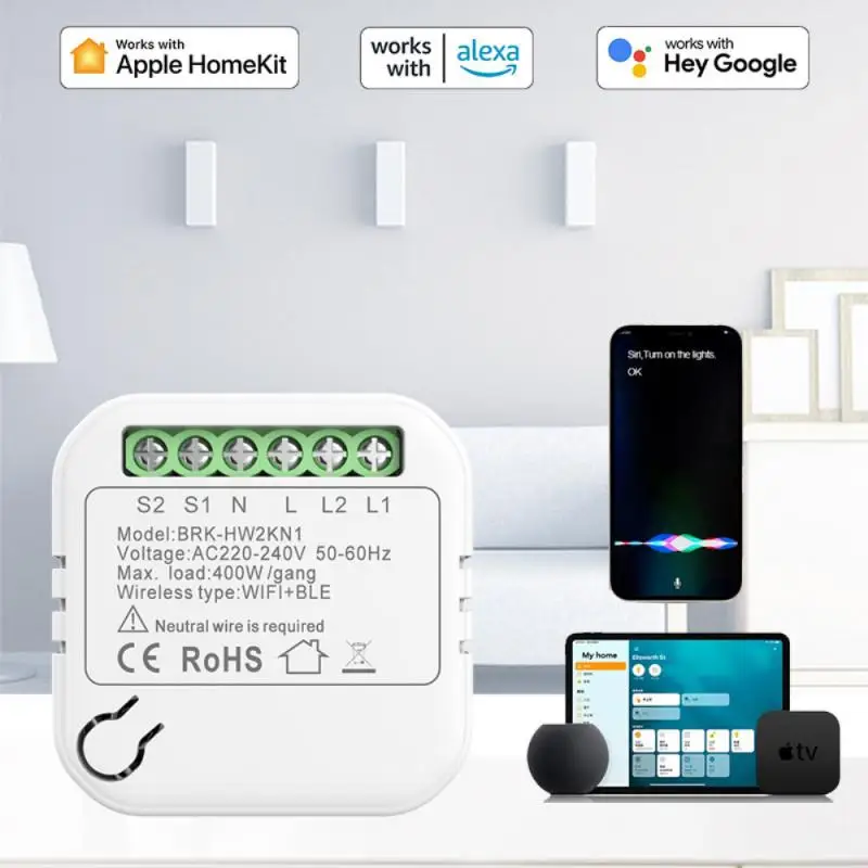 16A Homekit WIFI Smart Switch, Мини-2-полосный модуль управления Cozylife Smart Breaker, Поддержка Alexa Home Siri