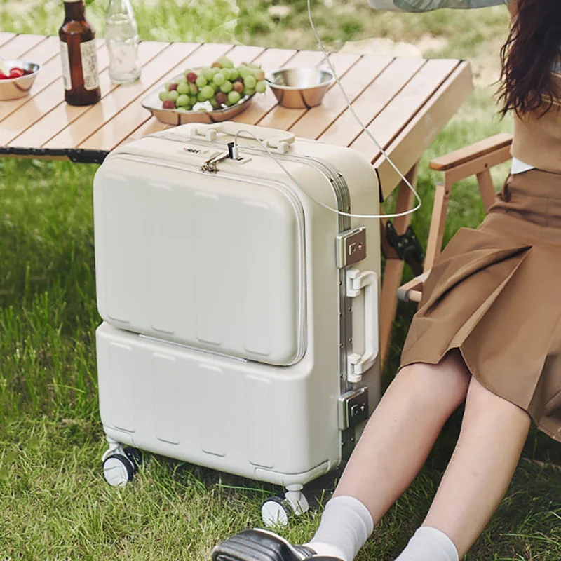 20-дюймовая коробка-тележка для багажа, женский маленький легкий посадочный кейс, Многофункциональный дорожный чемодан с алюминиевой рамой с паролем