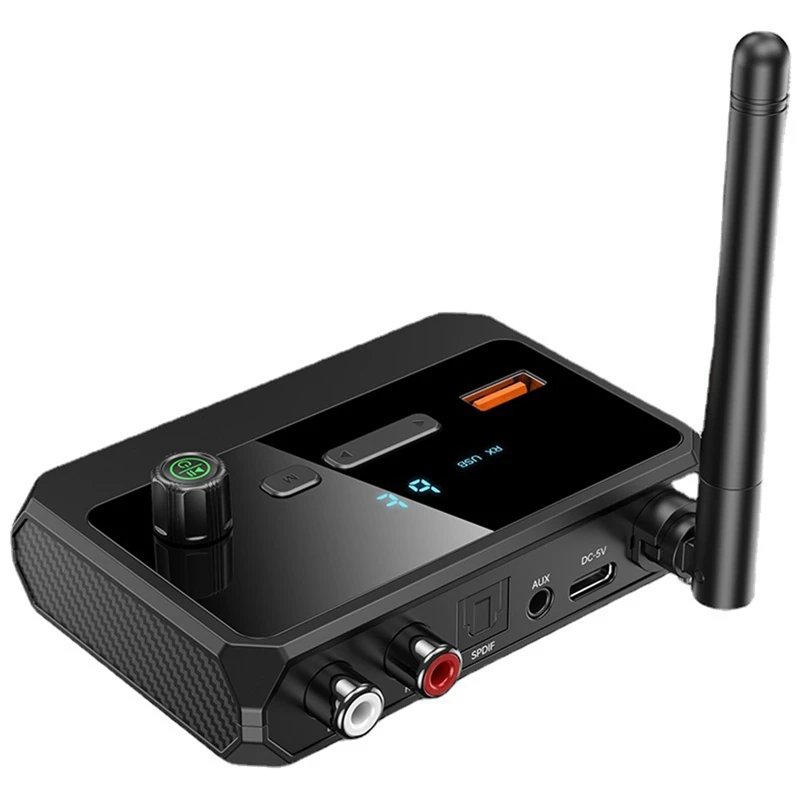 Bluetooth 5.3 Цифровой Дисплей Bluetooth-приемник Волоконно-Оптический Коаксиальный Адаптер Поддерживает U-Дисковый MP3-плеер Прочный И Простой В Установке