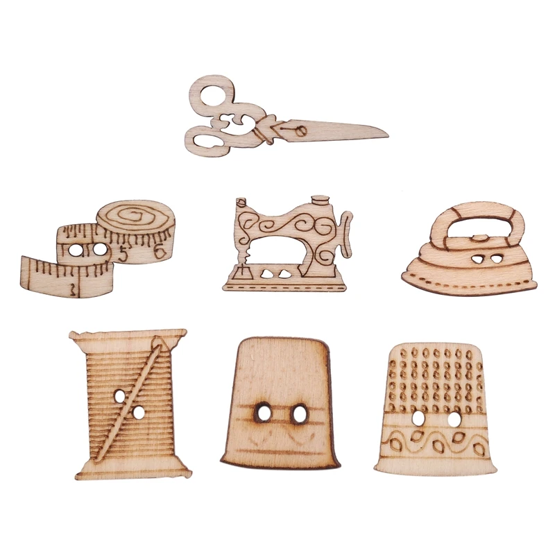 BMBY-100шт Деревянные пуговицы в форме ножниц для швейной машины, пуговицы для детской одежды, Декоративные пуговицы для скрапбукинга, Аксессуары