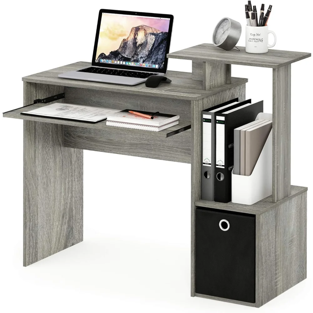 Furinno Econ Многоцелевой компьютерный письменный стол для домашнего офиса, французский дуб Серый