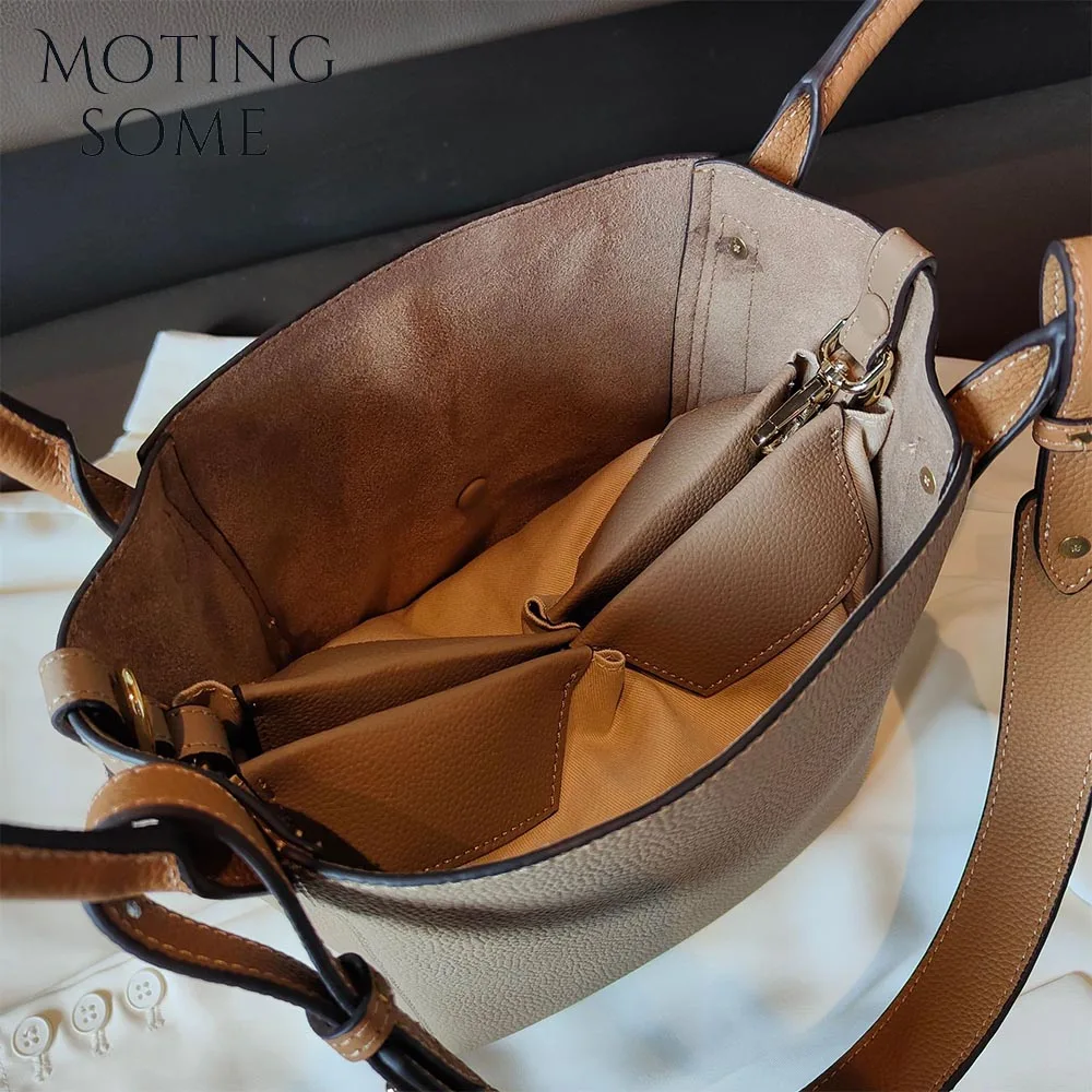 Motingsome Сумки-корзины нового стиля, сумки из натуральной кожи, роскошные дизайнерские женские сумки-тоут, Деформируемые кошельки-ведра на плечо, новинка 2024 года