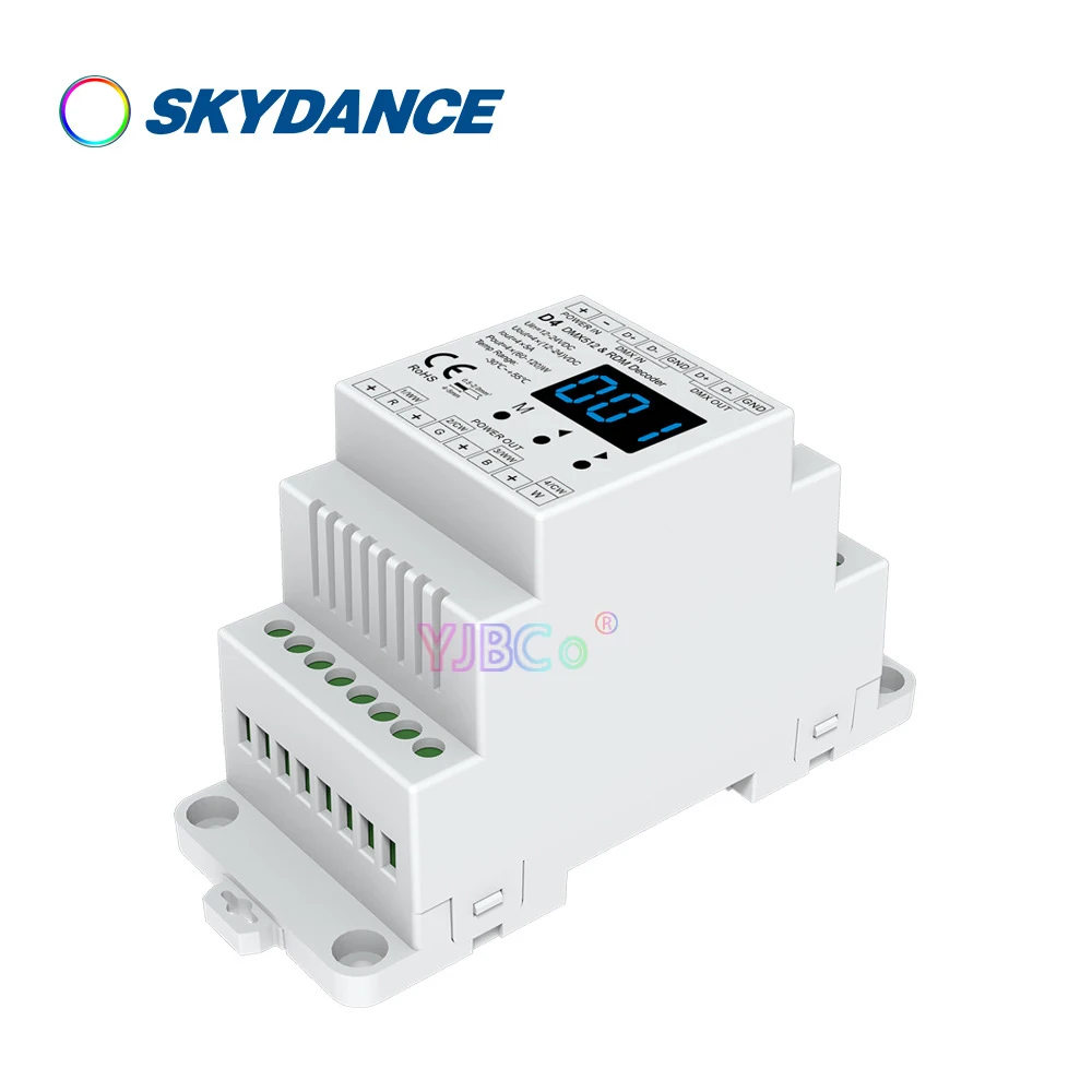 Skydance D4-L 4-Канальный CV DMX512 Декодер D4 Din-Рейка 12V-24V 20.5A 4-канальный DMX контроллер сигнала для затемнения CCT RGB RGBW светодиодной ленты