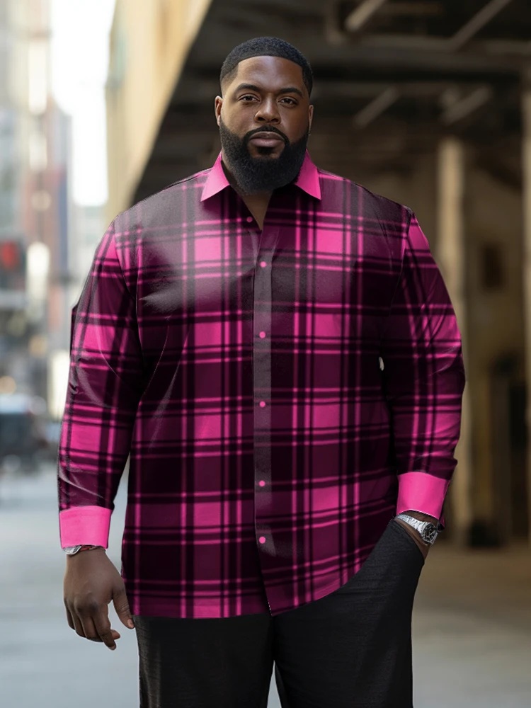 ZOOY (L-9XL) Мужская повседневная рубашка в полоску делового стиля большого размера, классическая рубашка в ромбовидную клетку с рисунком в ромбовидную клетку с длинными рукавами