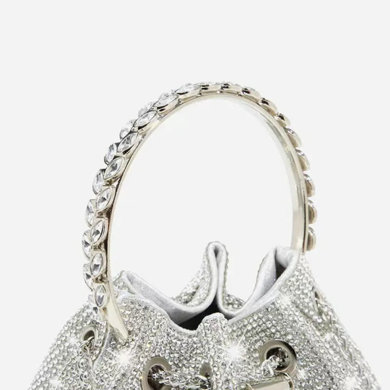 Вечерняя сумочка со стразами, блестящие женские кошельки-клатчи с бриллиантами и серебром, роскошный дизайнерский клатч-ведро, сумка через плечо
