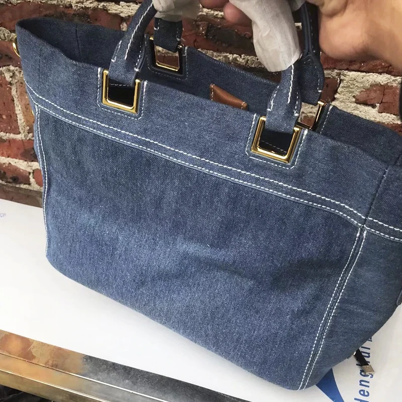 Винтажные джинсовые сумки-тоут и кошелек, роскошная дизайнерская сумочка для женщин 2023 года, новинка С буквенным принтом, украшающая верхнюю ручку сумки через плечо