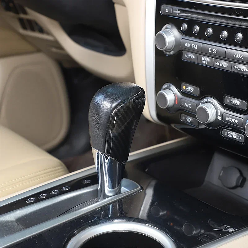 Для Nissan Pathfinder 2013-2018 Ручка переключения передач автомобиля, Накладка на головку, АБС-Карбоновый Узор, Аксессуары для интерьера