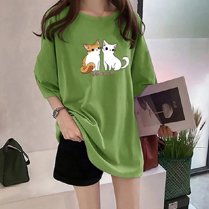 Женские футболки в корейском стиле, летние Женские футболки с короткими рукавами и мультяшным принтом, женские топы, простая базовая футболка в стиле харадзюку