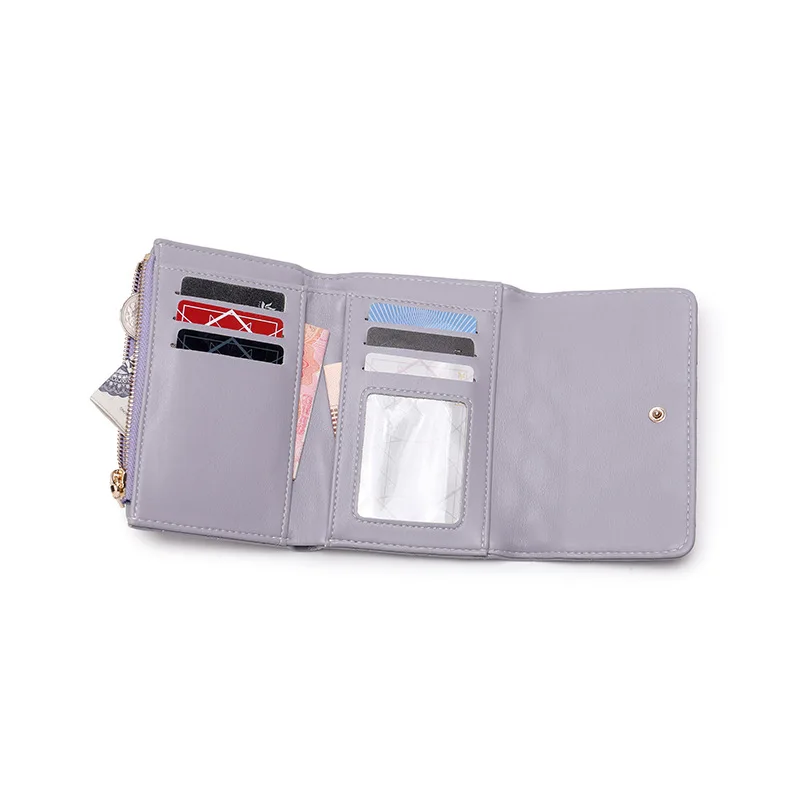 Женский короткий кошелек в новом стиле Ins с вышивкой в виде ромба, кошелек из искусственной кожи, женский держатель для кредитных карт с карманом для монет на молнии