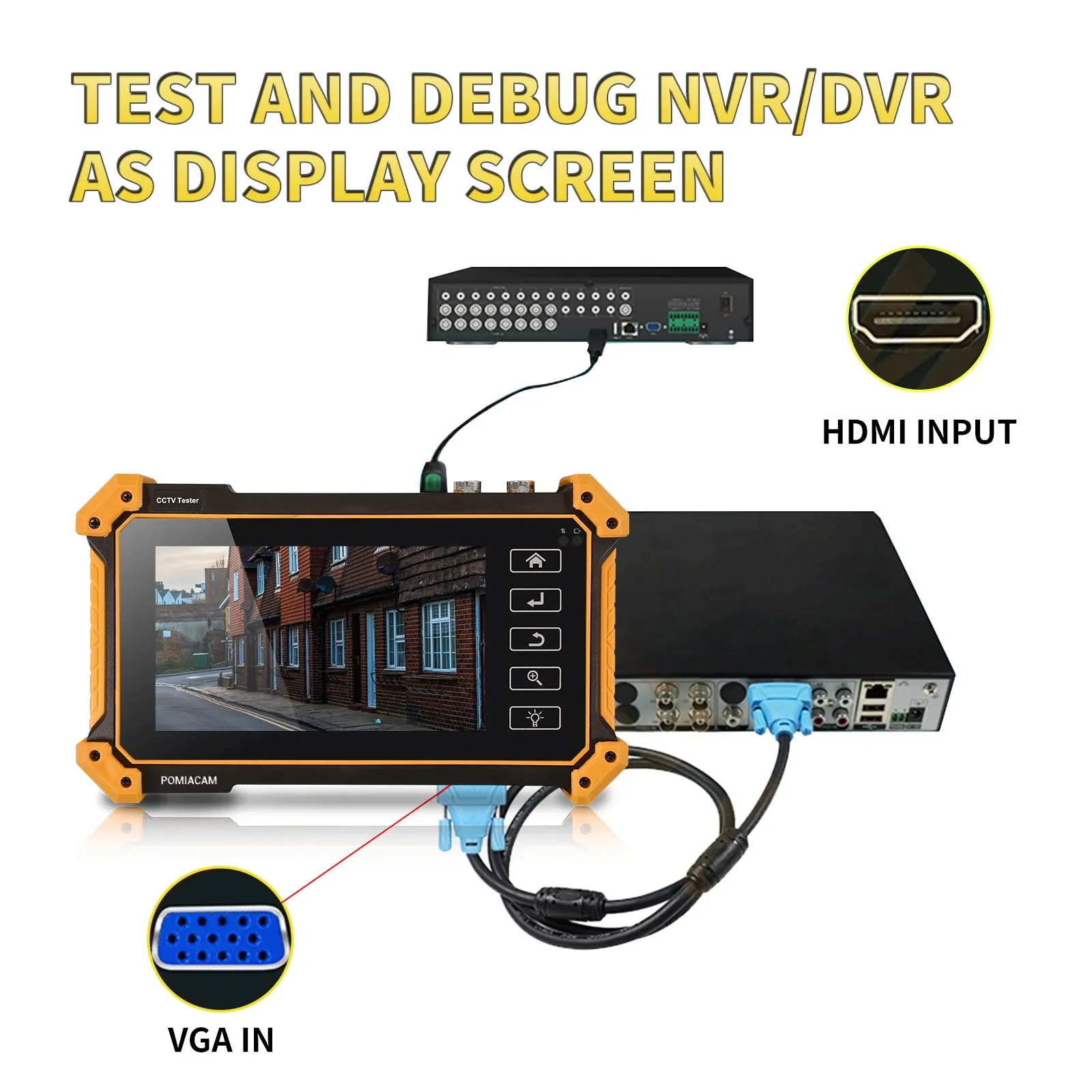 Коаксиальный HD 5-дюймовый 4K HDMI VGA POE Тестер IP-камеры 8MP CVI TVI AHD SDI CVBS Тестер ВИДЕОНАБЛЮДЕНИЯ Монитор Тестер