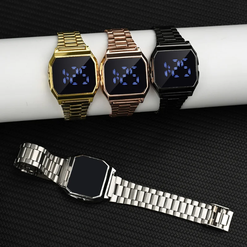 Модные цифровые часы для мужчин, Многофункциональный светодиодный дисплей, водонепроницаемые часы из нержавеющей стали, деловые электронные наручные часы