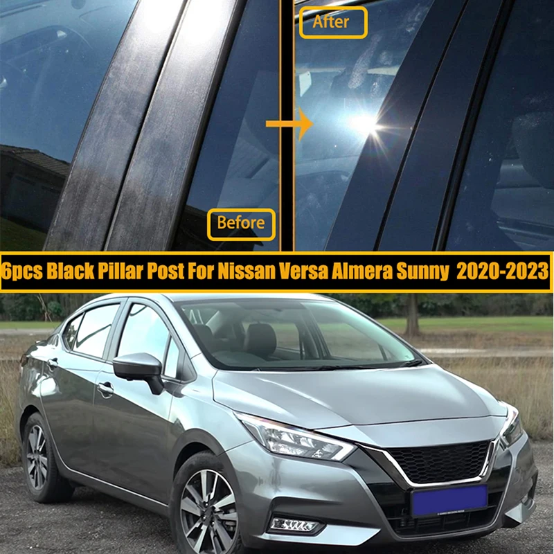 Наклейка на Оконные Стойки Черного цвета для Nissan Almera Versa Sunny 2010-2019 2020 2021 2022 2023 Аксессуары Для Экстерьера Автомобиля