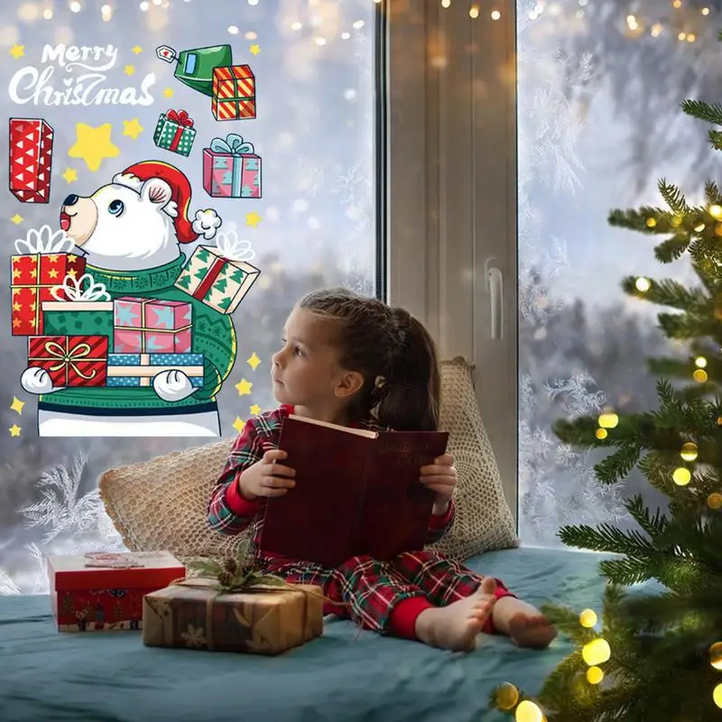 Наклейки на окна На Рождество, Зимние Статичные наклейки в виде снежинок, Рождественская атмосфера, Декор окон, Аксессуары для плитки, Бытовая техника