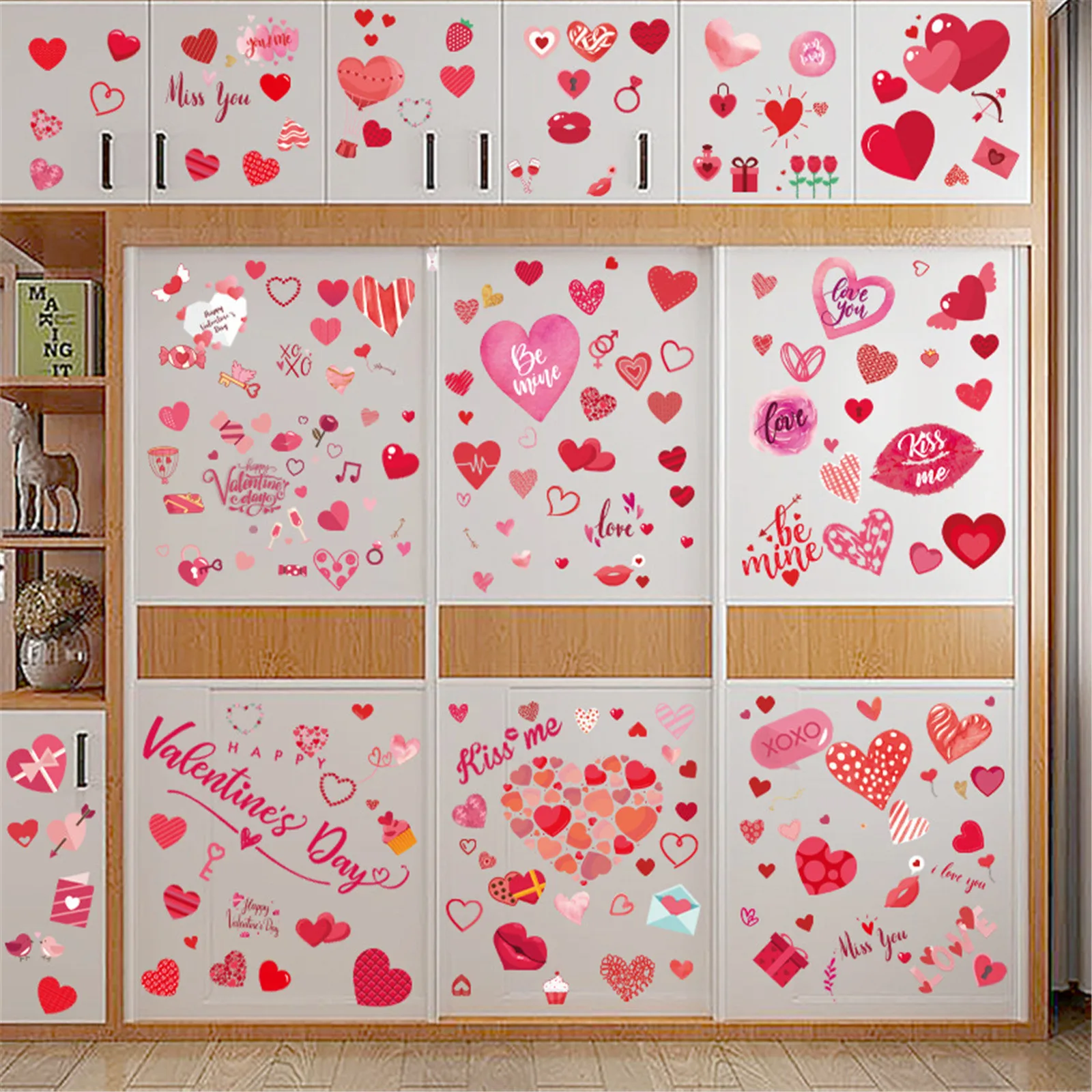 Новая наклейка на День Святого Валентина Украшение стен гостиной спальни Самоклеящиеся наклейки на двери стеклянной комнаты Home Decor 2024