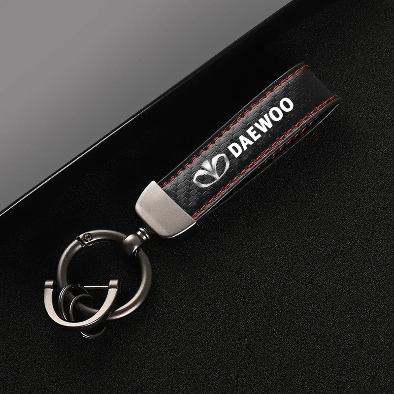 Новый модный автомобильный брелок из углеродного волокна с кожаной веревкой для ключей для автомобильных аксессуаров DAEWOO