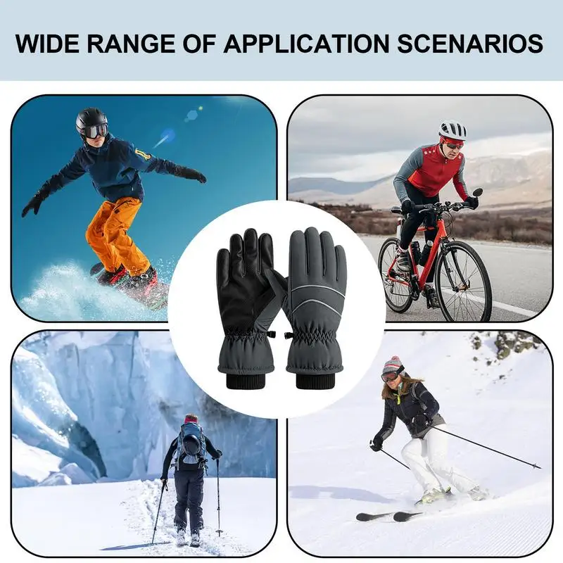 Перчатки для снега Нескользящие утолщенные Гибкие зимние перчатки Регулируемые износостойкие зимние принадлежности для велосипедов Велосипеды Лыжи