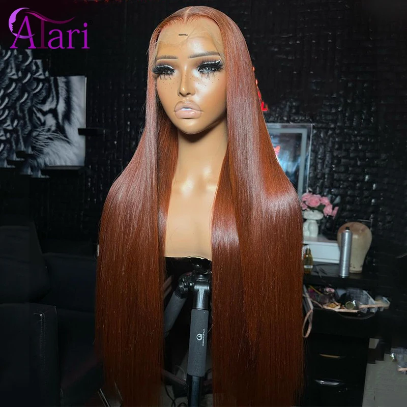 Прозрачные оранжево-коричневые прямые парики из человеческих волос Темно-коричневый Рыжий 13x4 13x6 Кружевной Фронтальный парик, предварительно выщипанный парик с кружевной застежкой 5x5