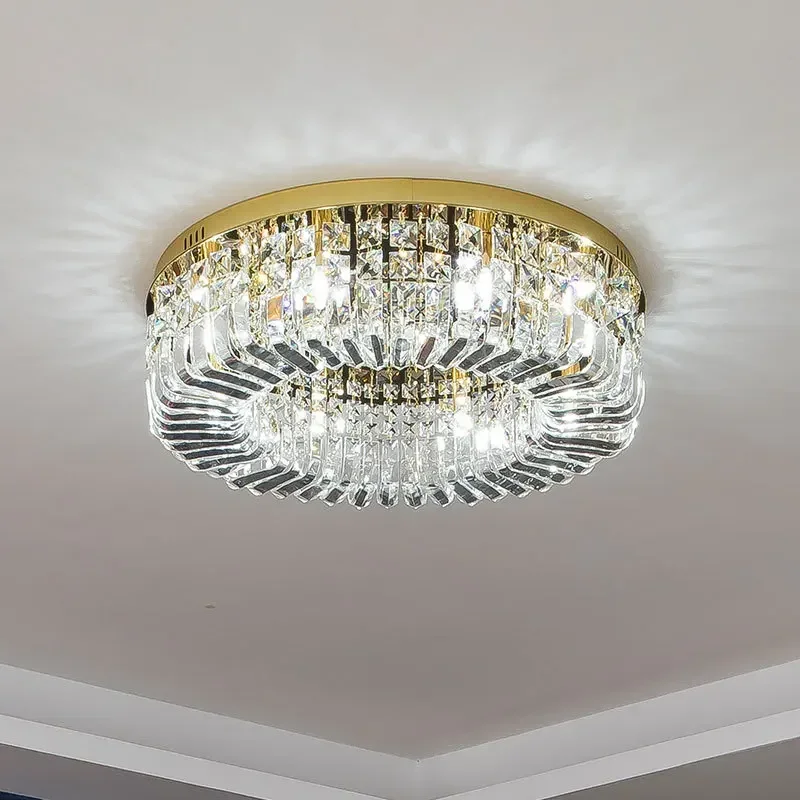 Роскошная хрустальная потолочная люстра в скандинавском стиле, современный золотой хромированный светодиодный подвесной светильник для гостиной, спальни, гостиничного холла, внутреннего декора.
