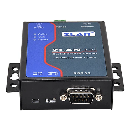 Сервер последовательных устройств ZLAN5102 представляет собой промышленный преобразователь для RS232 / 485 и протокола TCP / IP