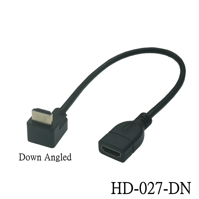 Удлинительный кабель с прямым углом 90 градусов, совместимый с HDMI Кабель-переходник для мужчин и женщин, черный для DVD-ТВ-проектора 15 см