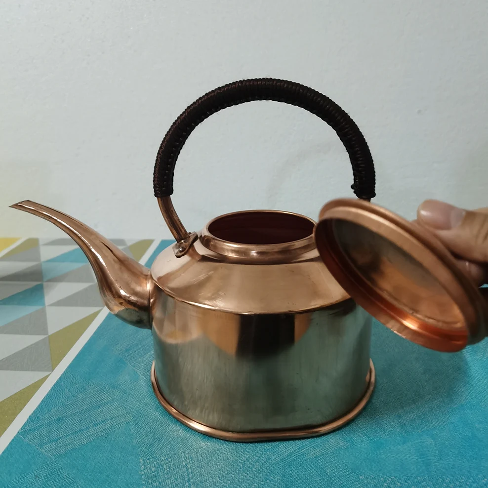 Чайник из красной меди ручной работы объемом 2 л/3 л, Тибетский Медный чайник с длинным горлышком, Чайник для кипятка, Кухонный Чайник для холодной воды, Чайный набор из чистой меди