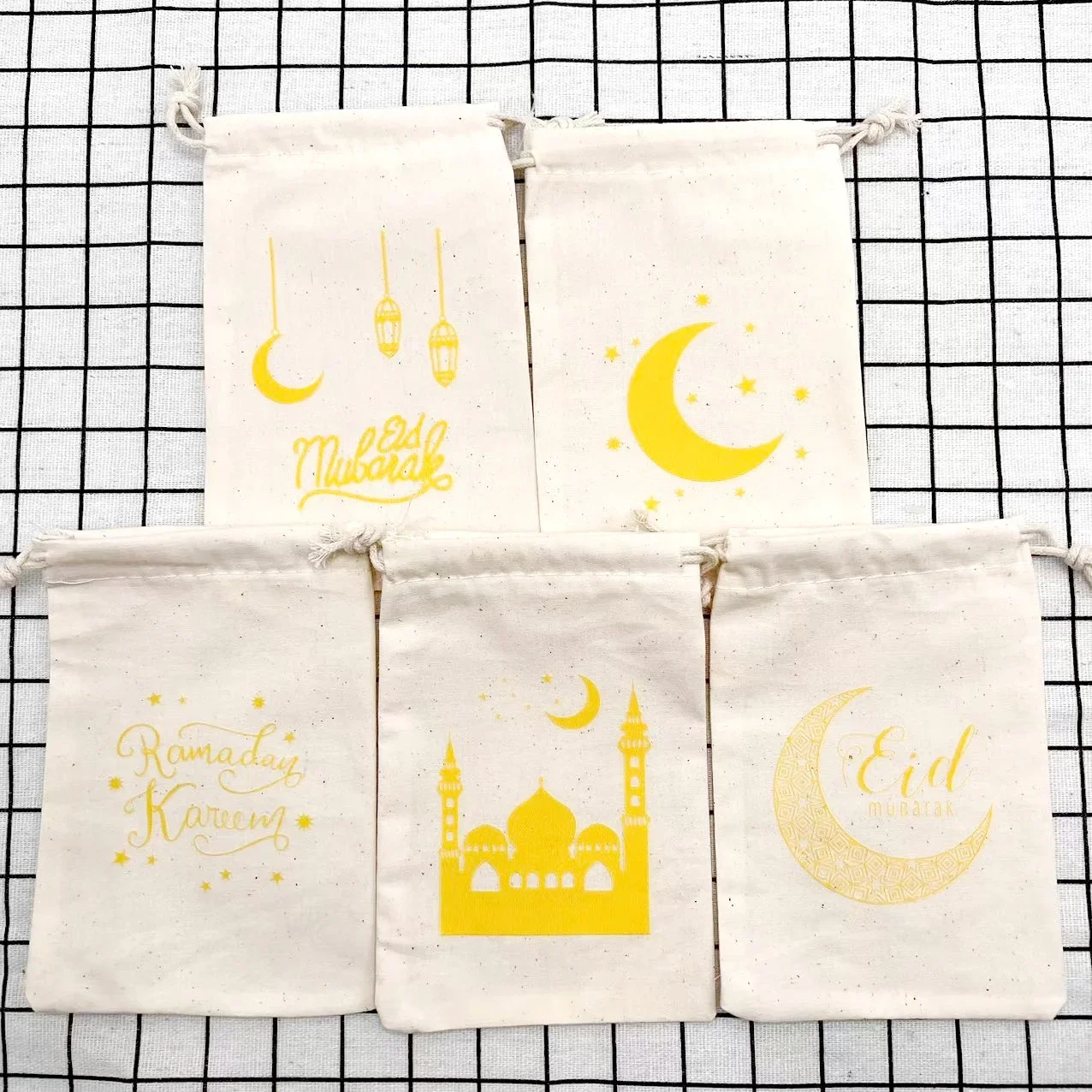 10шт Подарочные Пакеты Eid Mubarak Happy Al Adha Muslim Islamic Ramadan Kareem Iftar Party Decoration Favor Высококачественный Золотой Принт