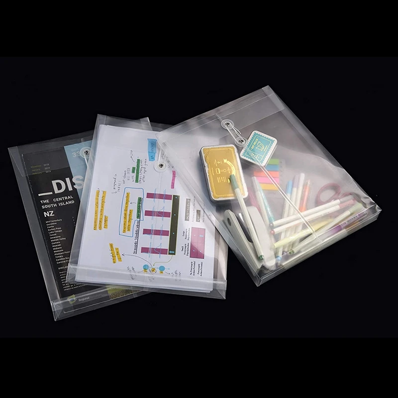 12 Упаковок прозрачных пластиковых конвертов, Многослойные конверты, Расширяемые файлы, папки для документов с застежкой на пуговицы и шнурки формата А4