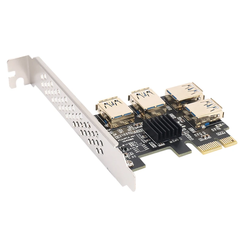 4X Новая Плата Адаптера Pcie Riser с 4 Портами PCI-E от 1X до 4 USB 3.0 PCI-E Rabbet GPU Riser Extender Ethereum ETH / Monero