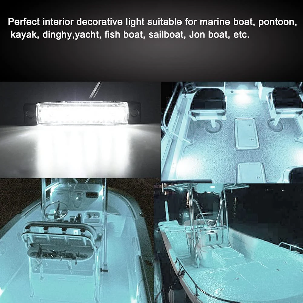 6 шт. светодиодных морских лодочных фонарей, Световая полоса морской любезности, Палубный транец, Навигационное освещение кокпита, водонепроницаемый 12 В, белый