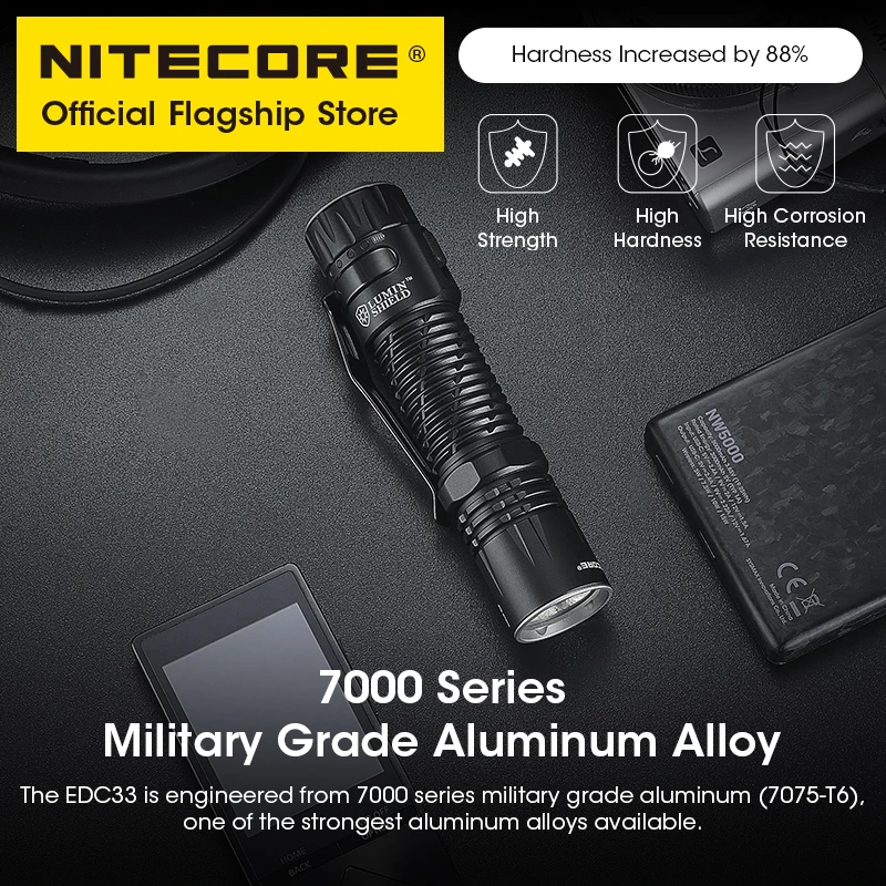 NITECORE EDC33 EDC Тактический фонарик USB-C Перезаряжаемый Фонарь 450 Метров UHi 20 Max, Встроенный литий-ионный аккумулятор 4000 мАч 18650
