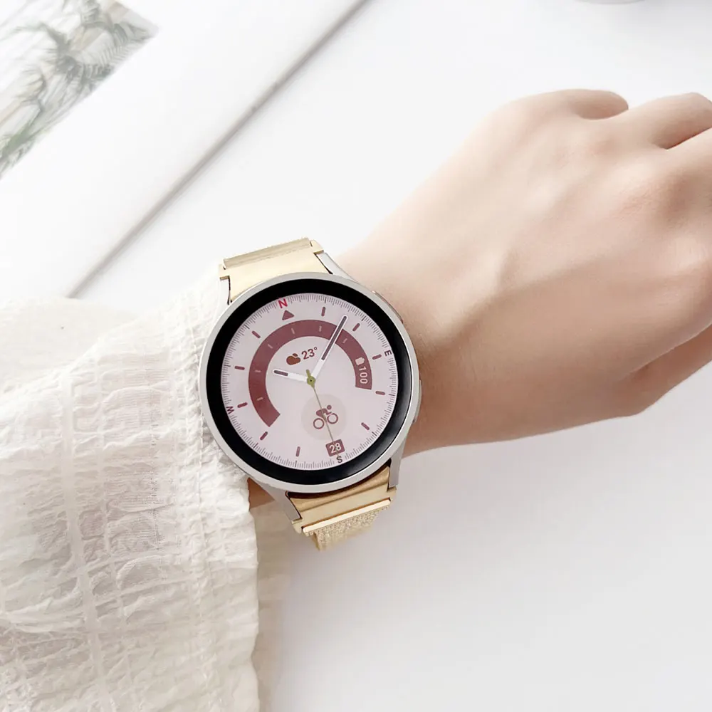 Бриллиантовый Ремешок Для Samsung Galaxy Watch 4 40 мм 44 мм 5 Pro 45 мм Watch 4 Classic 42 мм 46 мм Металлический Браслет Из Нержавеющей Стали