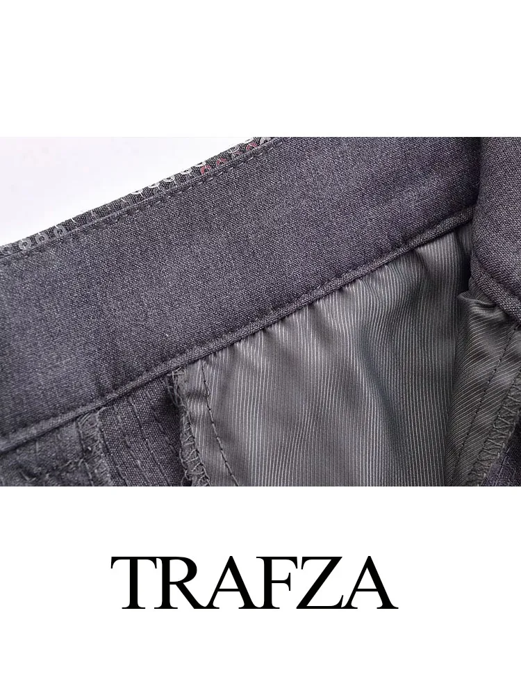 Зимние брюки TRAFZA Женские Модные Однотонные карманы с высокой талией, украшенные блестками, Брюки на молнии полной длины, женские уличные брюки
