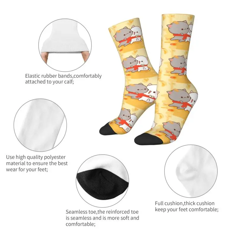 Милые романтические носки Mochi Cat Peach и Goma Для мужчин и женщин, теплые футбольные спортивные носки с 3D принтом