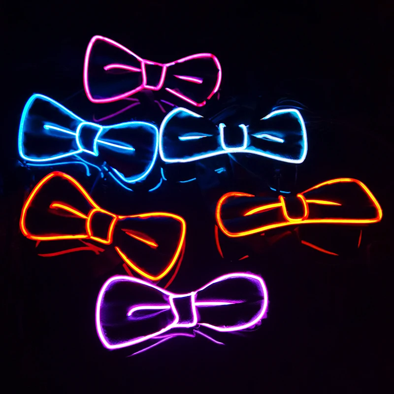 Мужской галстук-бабочка со светодиодной подсветкой, светящийся в темноте, Танцевальная вечеринка, День рождения, свадьба, Принадлежности для костюмов для косплея, светящийся галстук-бабочка, реквизит для фотосессии