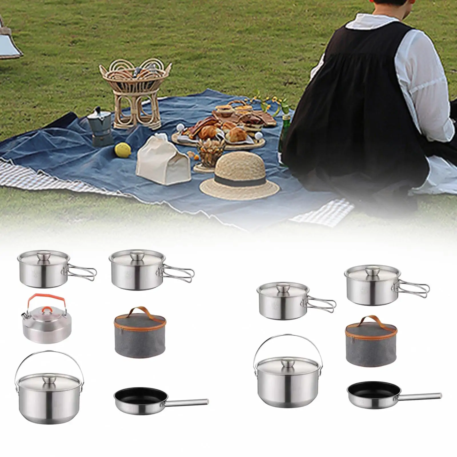 Набор Посуды для Кемпинга Cookset Легкая Сковорода Для Приготовления Пищи на Открытом Воздухе