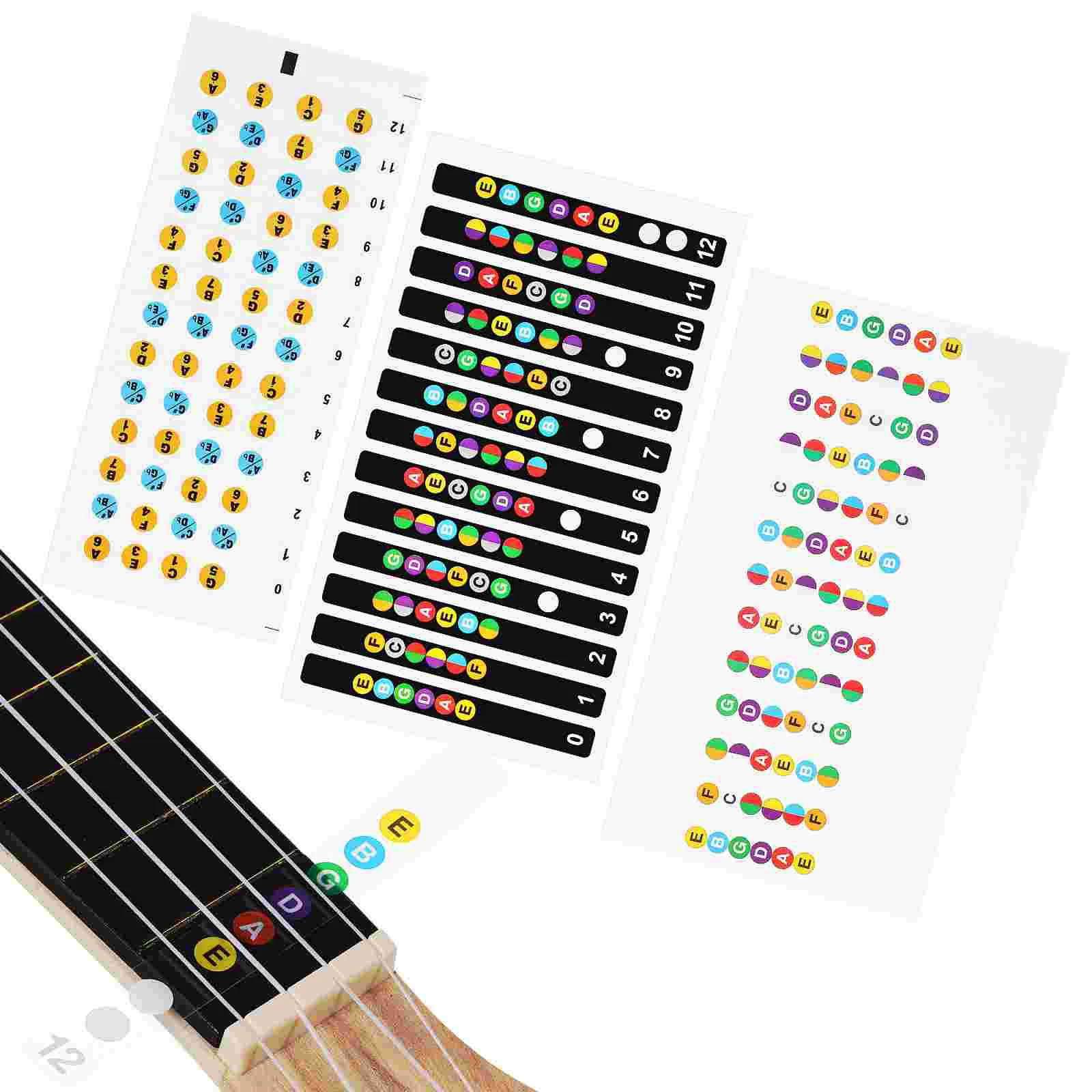 Наклейки на гриф гавайской гитары, наклейки для гитарных нот, наклейка с цветовой кодировкой, карта ладов на грифе, наклейка для изучения нот.