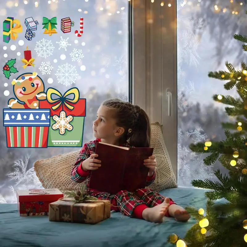 Наклейки на окна На Рождество, Зимние Статичные наклейки в виде снежинок, Рождественская атмосфера, Декор окон, Аксессуары для плитки, Бытовая техника