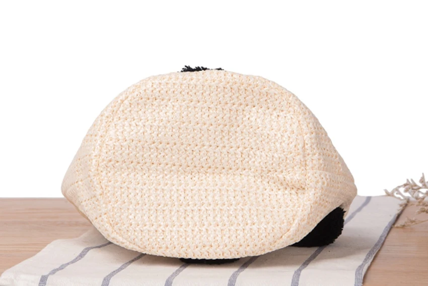 Новая соломенная сумка в британском стиле, милая пляжная сумка с шариком для волос, тканая сумка для отдыха, Плетеная сумка-ведро