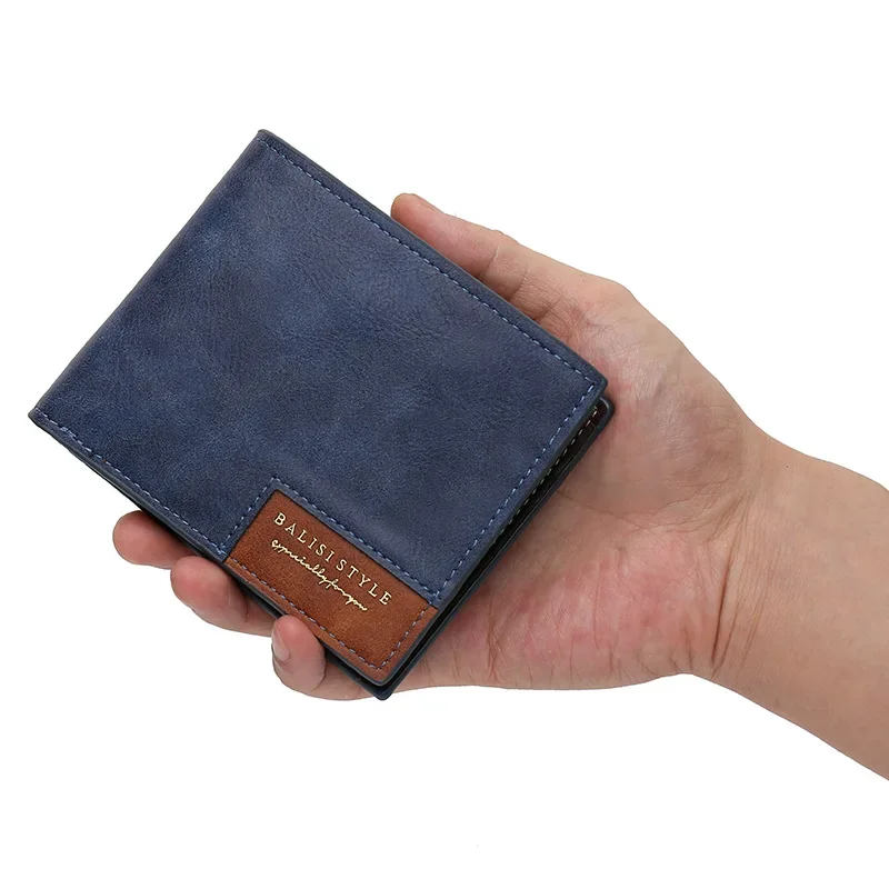 Новый винтажный короткий мужской кошелек с матовым покрытием, молодежный горизонтальный, вмещающий карточку водительского удостоверения, встроенный кошелек