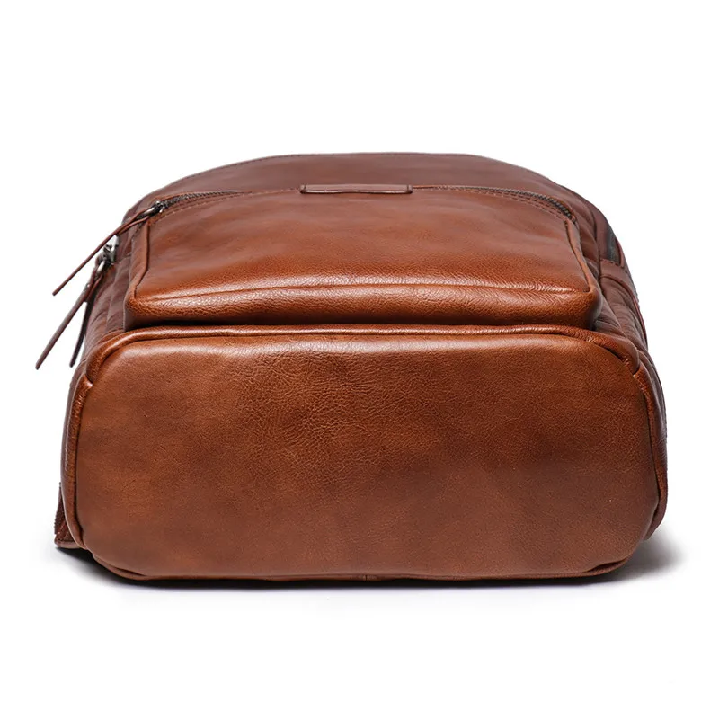 Простой винтажный мужской рюкзак из высококачественной кожи, повседневный для путешествий на открытом воздухе, для работы, 15,6-дюймовый рюкзак для ноутбука из натуральной мягкой воловьей кожи для подростков