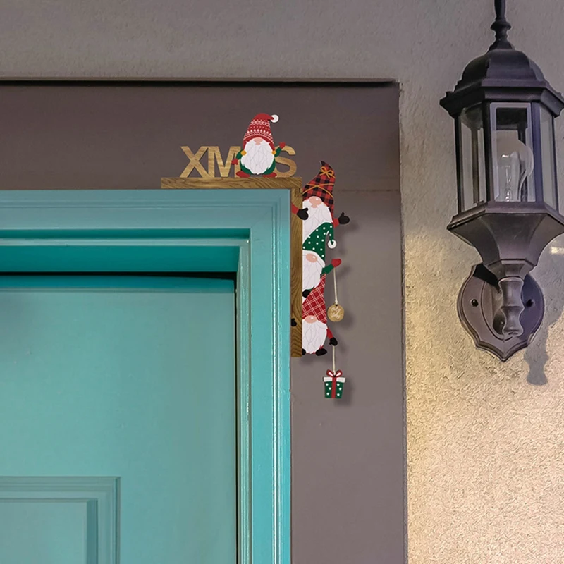 Рождественское украшение Дверной рамы, Санта-Клаус, Деревянные Рождественские украшения 2023, Веселые Рождественские украшения, Новогодние подарки, сделай Сам