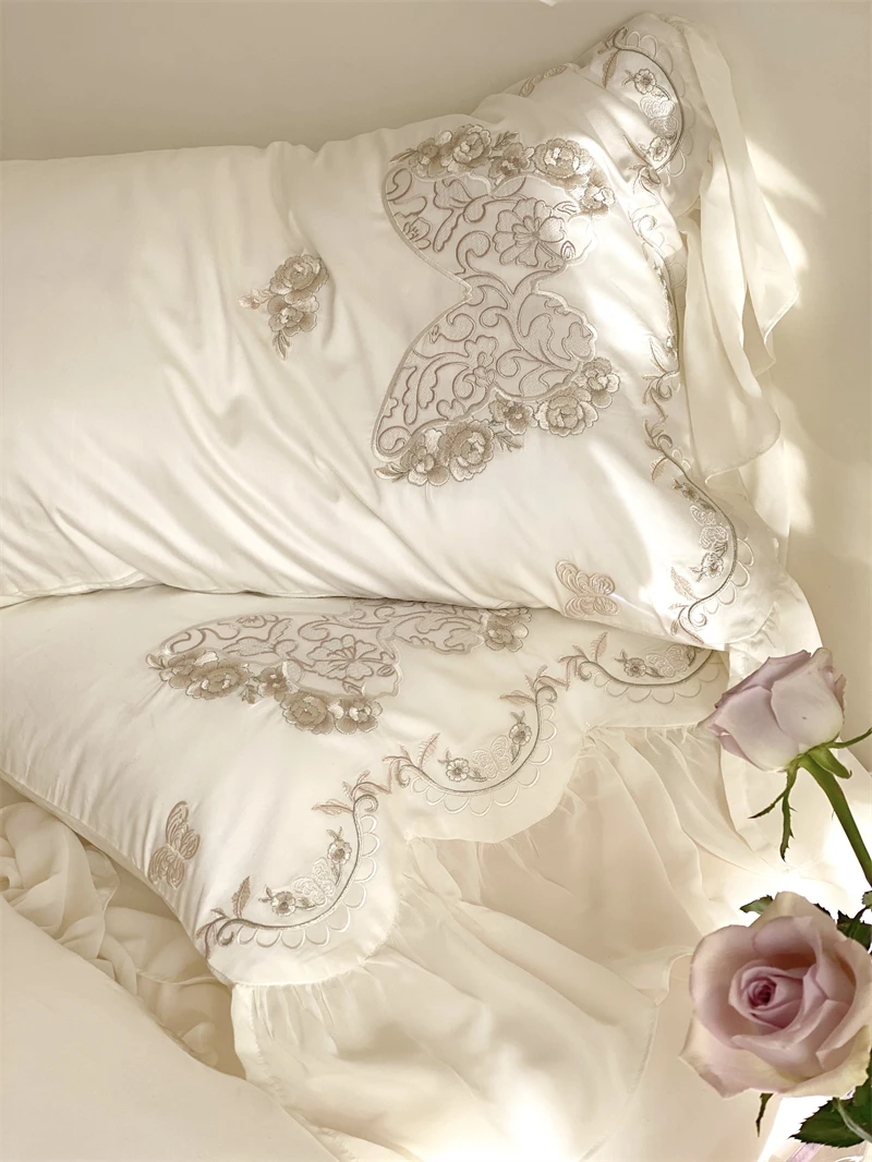 Роскошный Свадебный комплект постельного белья принцессы 1400TC из Египетского хлопка с бабочками и цветами, Кружевная вышивка, Пододеяльник, Простыня, Наволочки