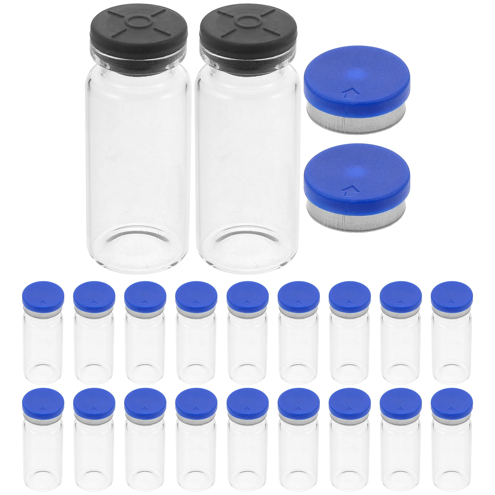 Стеклянные Мини-Флаконы для воды 20 Упаковок по 10 мл Прозрачные Колпачки для пробников с плоским Дном Лабораторный химический Флакон для образцов Прозрачный