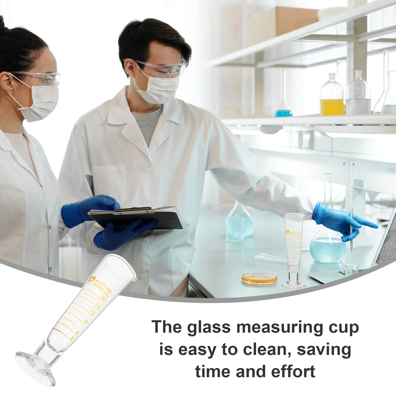 Стеклянный мерный стаканчик Портативный стеклянный стакан Лабораторный Экспериментальный стакан для научного проекта