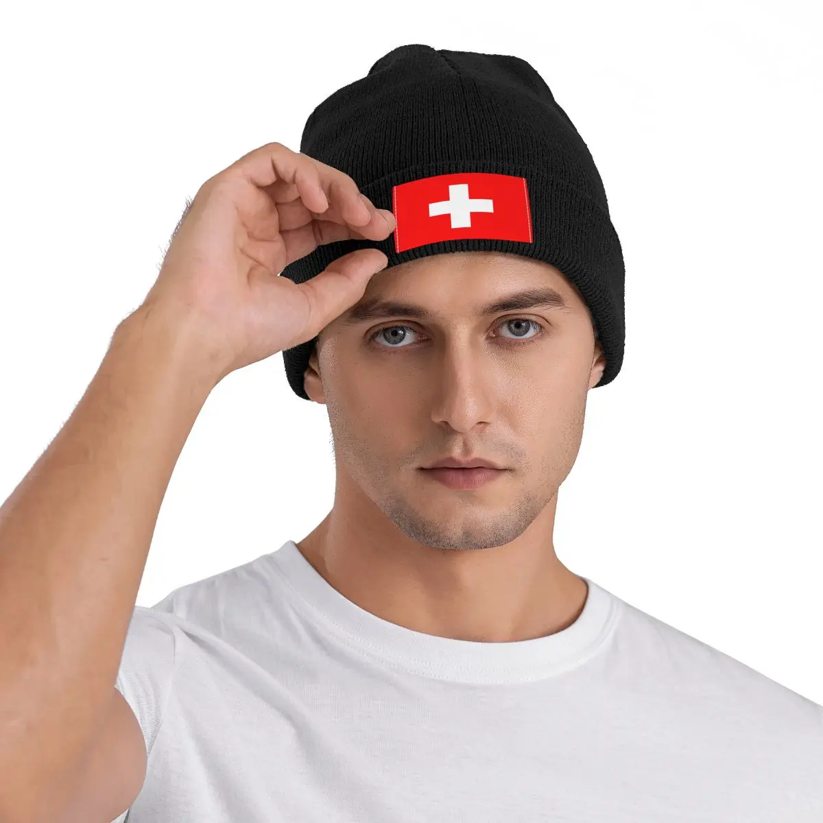 Флаг Швейцарии Skullies, шапочки, кепки, уличная одежда, зимняя теплая Мужская и женская вязаная шапка, шапки-капоты для взрослых унисекс