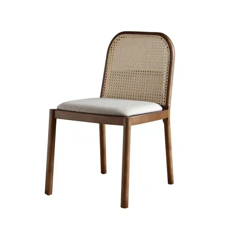 O66Medieval обеденный стул из ротанга Nordic home из массива дерева со спинкой из ротанга мягкая обертка байковый стул из ротанга для ресторана и отеля
