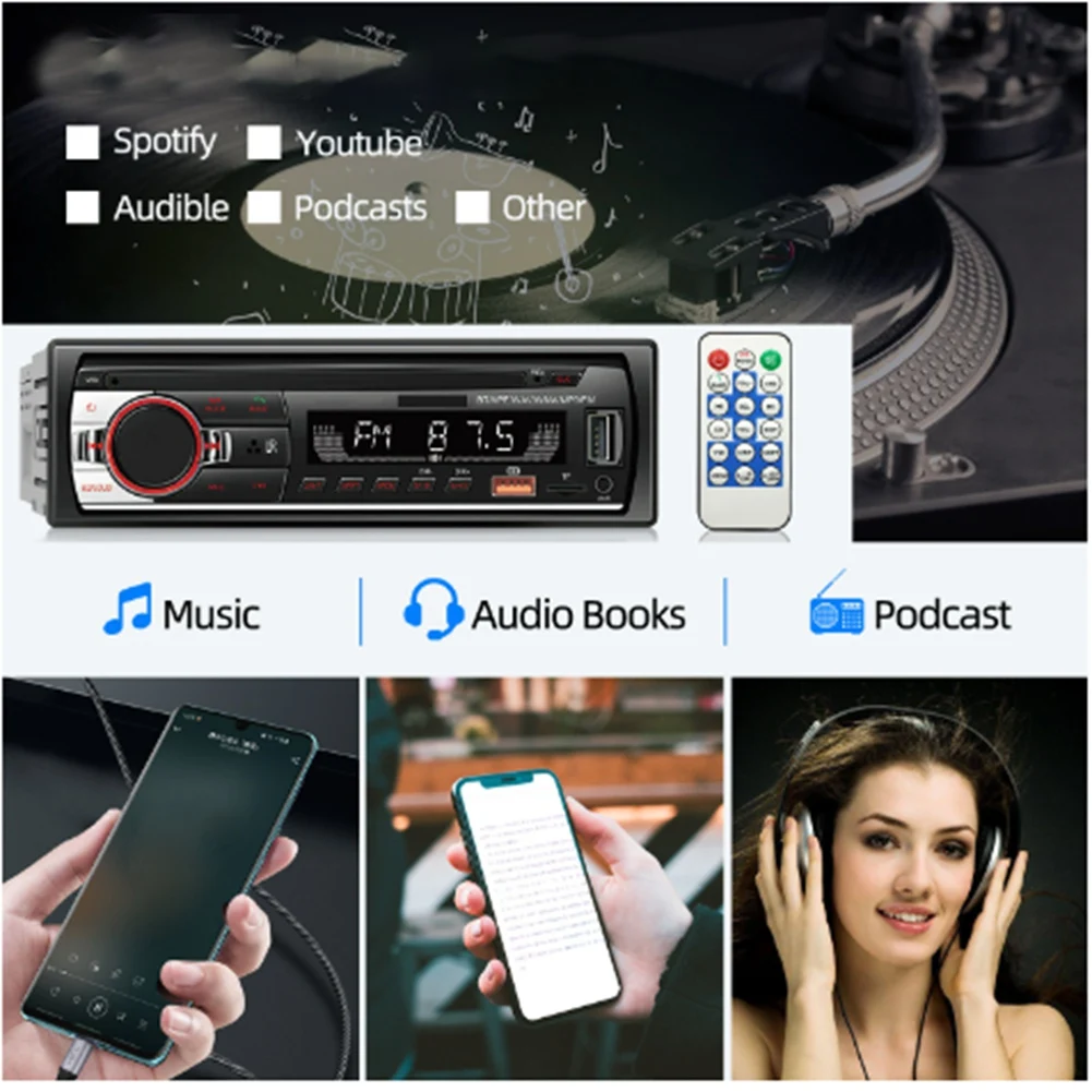 Автомобильный плеер Модель 520 USB-подключаемое радио Bluetooth Hands-Free Mp3-плеер с короткометражным воспроизведением музыки без потерь Универсальный