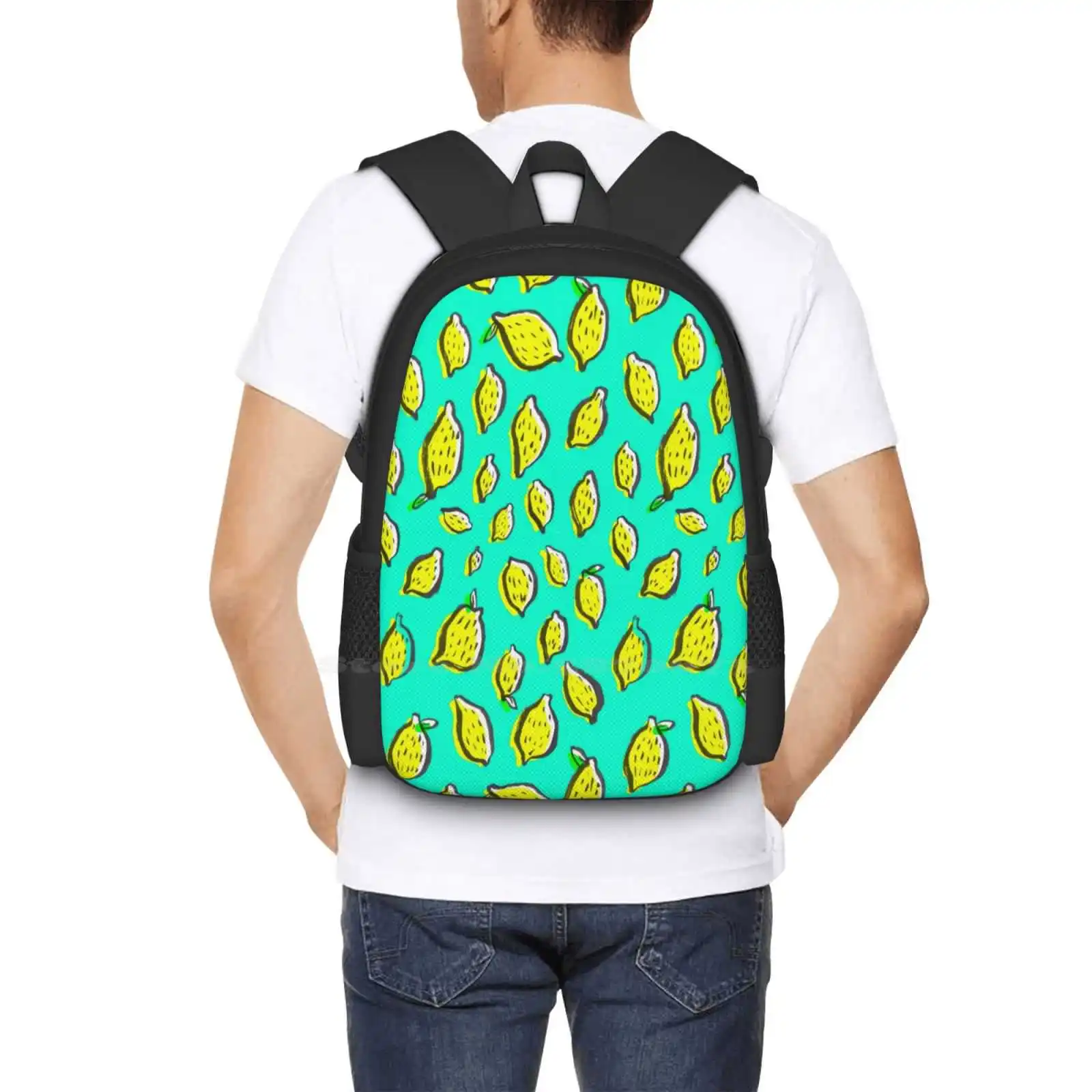 Весенние лимоны, рюкзак для подростков, Дизайн рюкзаков для студентов колледжа, Сумки с лимонными фруктами, еда, Желтый графический дизайн, природа