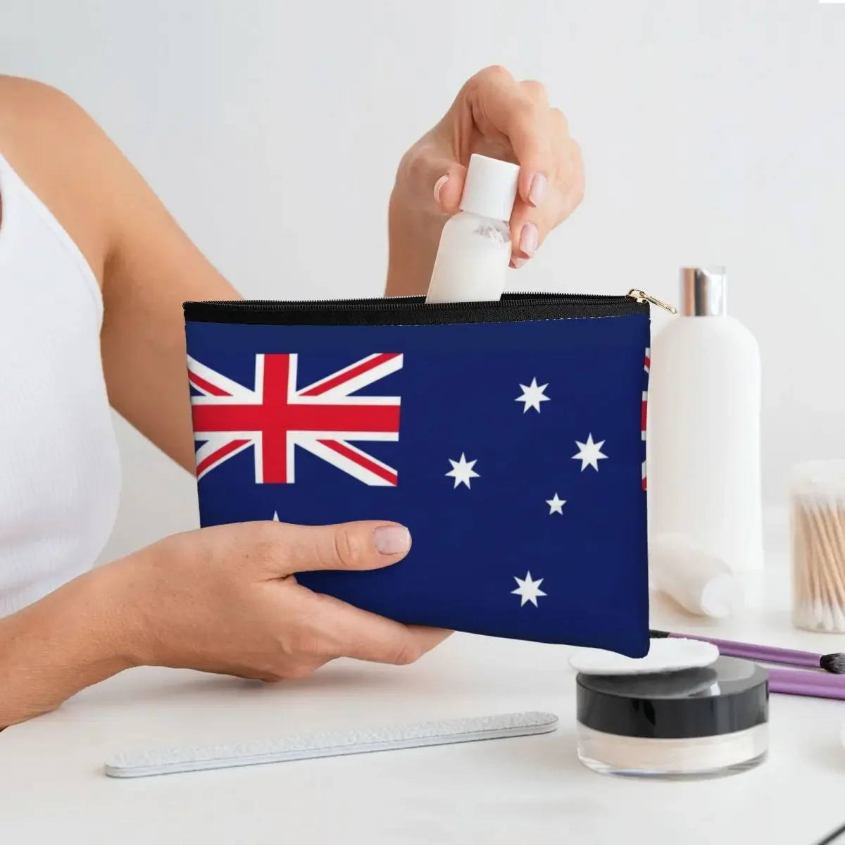 Женская косметичка с изображением флага Австралии Kawaii, большая вместительная косметичка Australian Pride, косметички для хранения туалетных принадлежностей