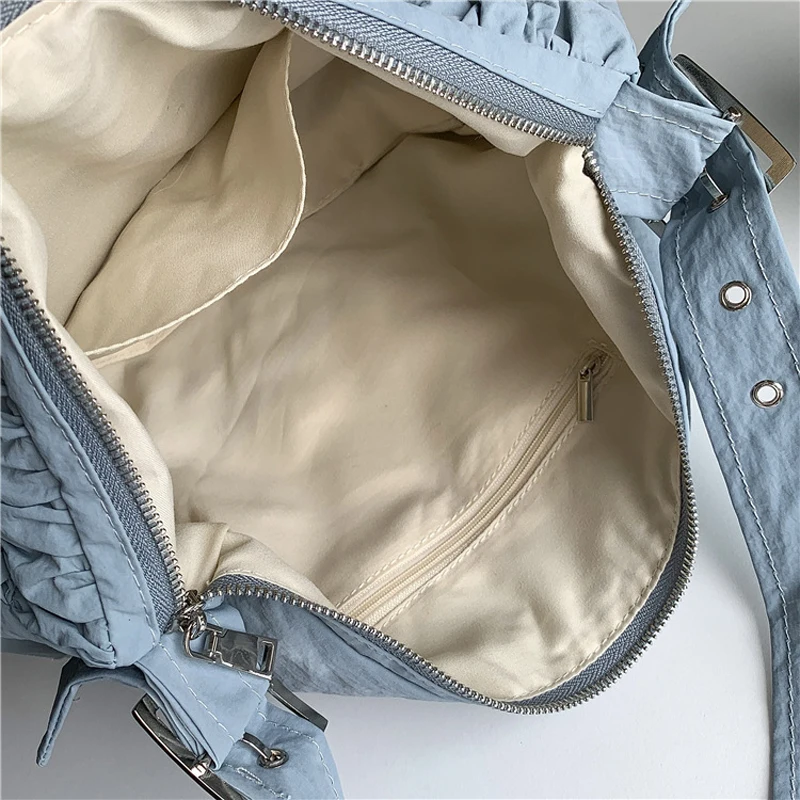 Женская нейлоновая сумка через плечо, легкая повседневная сумка для переноски, большие вместительные плиссированные сумки для женщин, новинка 2023 года